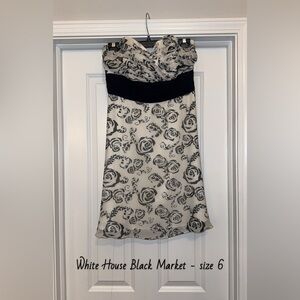 White House Black Market Strapless Black and White Dress